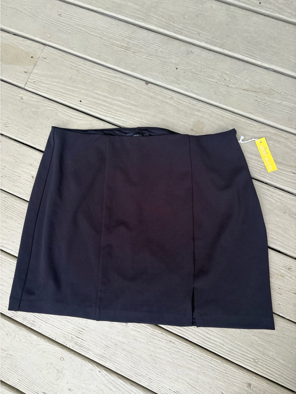 NWT FOREVER 21 Black Mini Skirt with Front Slit Side, Size: 2X